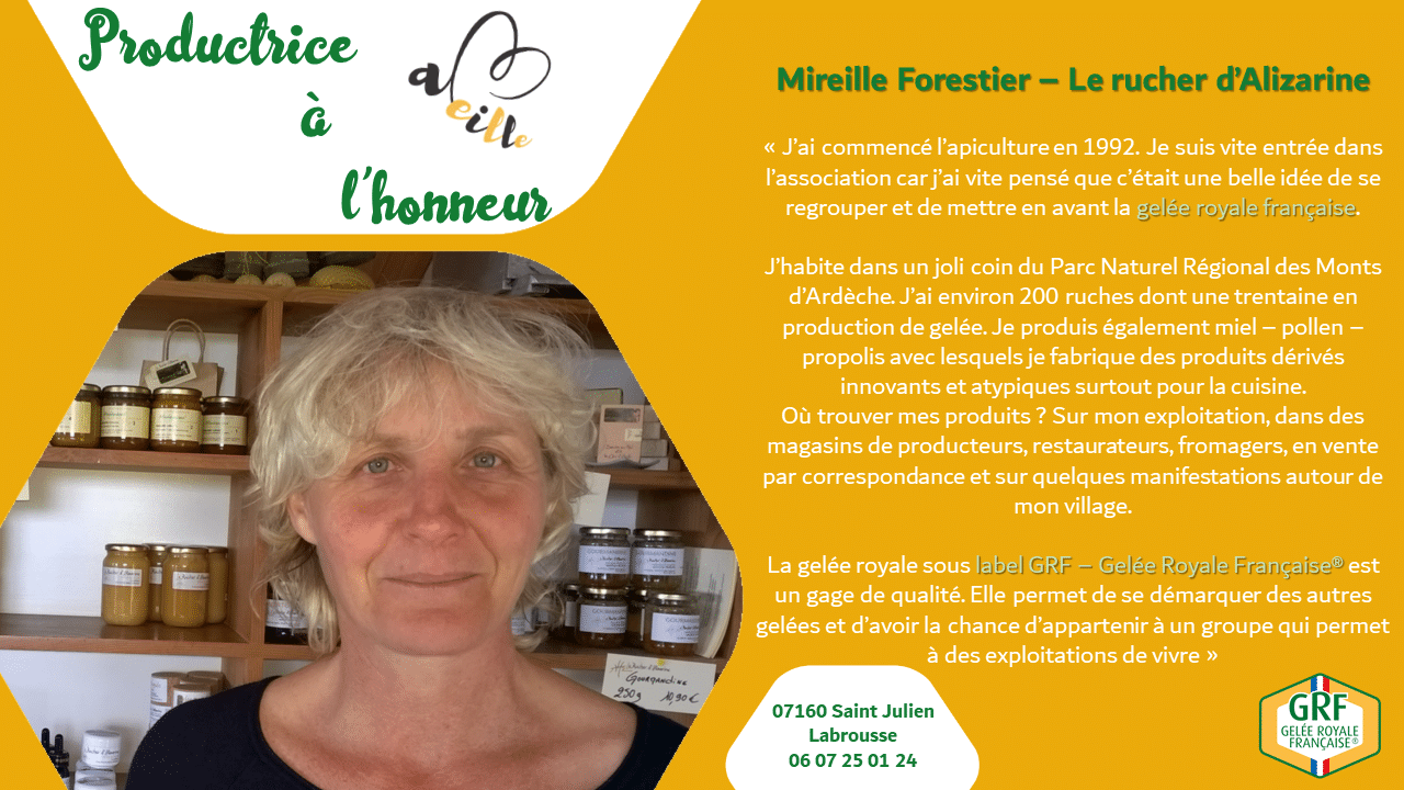 Mireille Forestier – Le rucher d’Alizarine : productrice à l’honneur – Septembre 2019